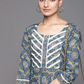 Women Blue & Beige Ethnic Motifs Printed A-Line Dress