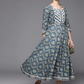 Women Blue & Beige Ethnic Motifs Printed A-Line Dress