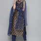 Women Blue & Gold-Toned Ethnic Motifs Kurta Set