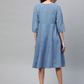 Women Blue & Green Embroidered Dress