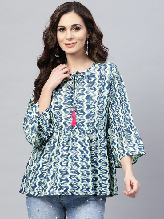 Women Chevron Print A-Line Top