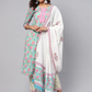 Women Blue & Off-White Printed Kurta Set