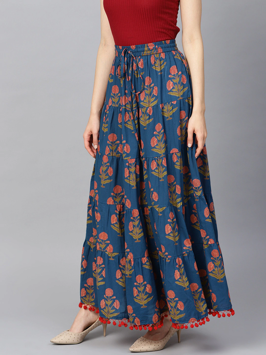 Women Ethnic Printed Flared Maxi Dress