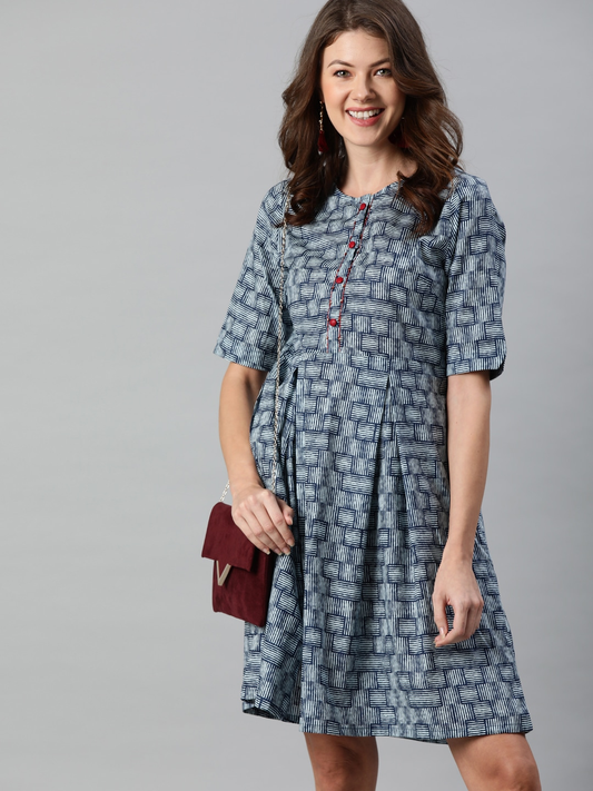 Women A-Line Dress With Pleats