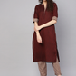 Women Brown & Maroon Kurta Set