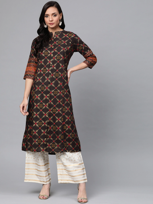 Women Geometric Print Kurta with Palazzos