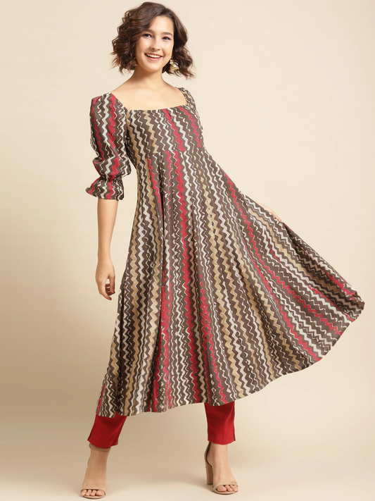 Women Striped Pure Cotton Kurta