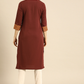 Women Brown & Yellow Yoke Design Kurta