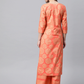 Women Orange & Golden Cotton Kurta Set