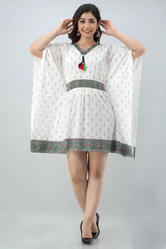 Women Cotton Kaftan White