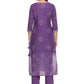 Women Cotton Purple Embroidered Kurta set