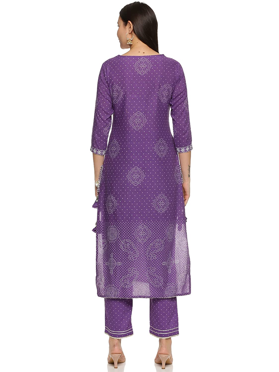 Women Cotton Purple Embroidered Kurta set