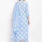Women Cotton Sky Blue Kurta set