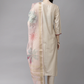 Women Cream-Coloured Liva Thread Work Kurta Set