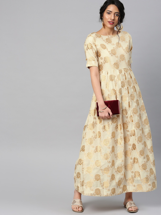 Women Cream-Coloured Maxi Dress