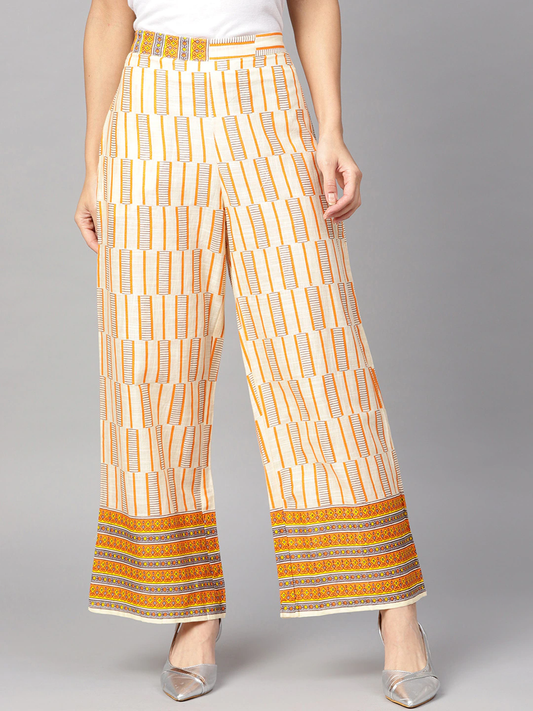 Women Cream-Coloured Palazzos