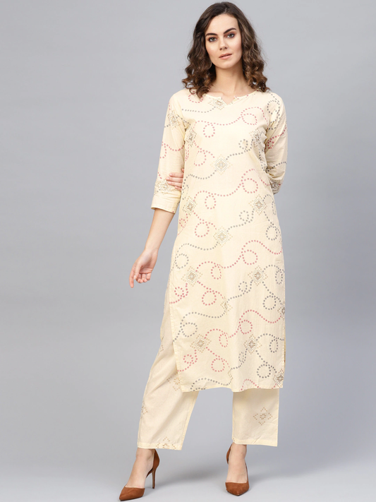 Women Cream-Coloured Kurta Set