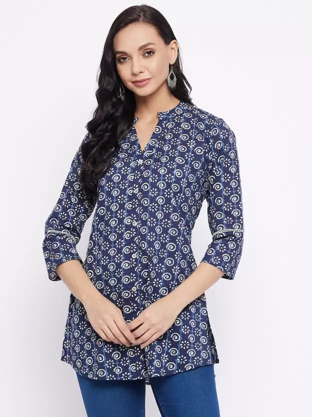 Women Ethnic Blue Printed Top