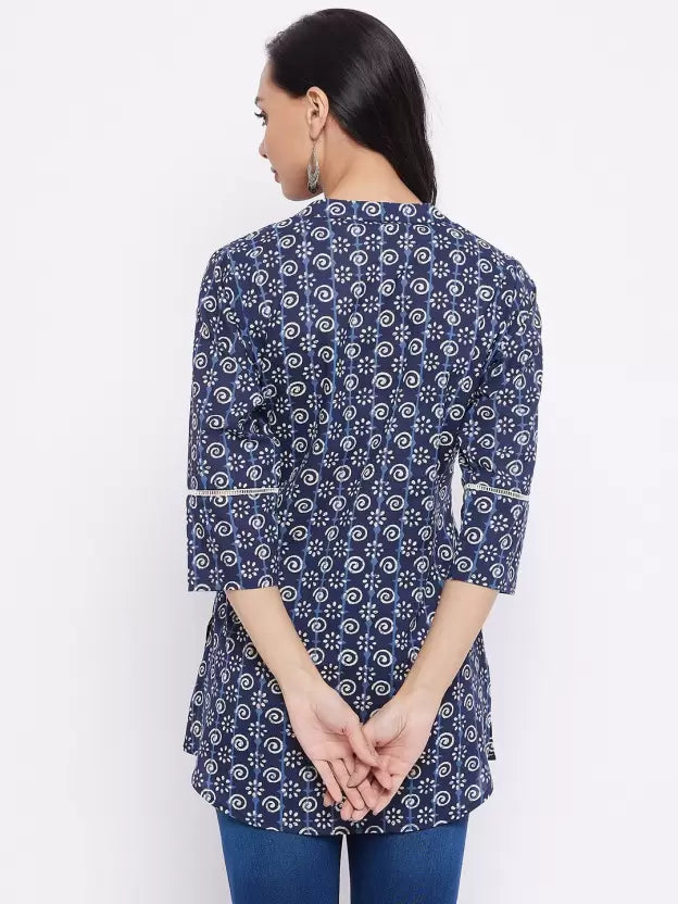 Women Ethnic Blue Printed Top