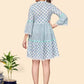 Women Fit and Flare Blue Dress