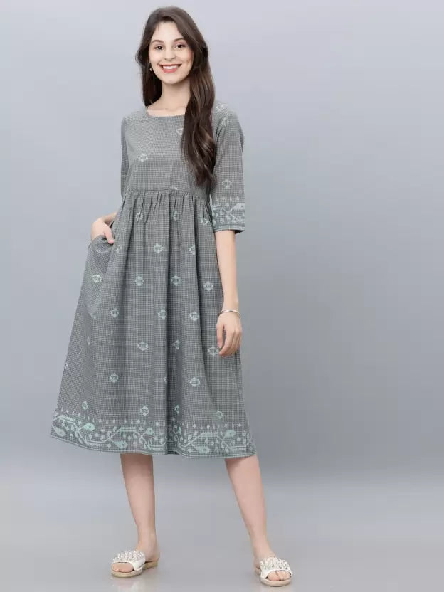 Women Fit and Flare Multicolor Dress