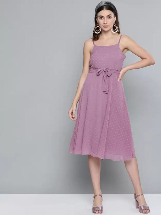 Women Fit and Flare Purple Dress