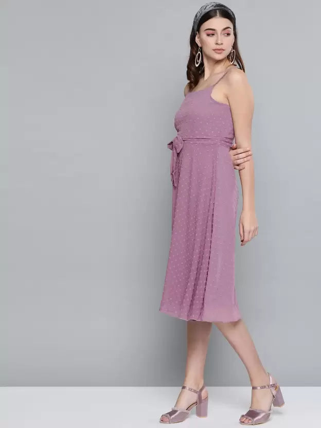 Women Fit and Flare Purple Dress