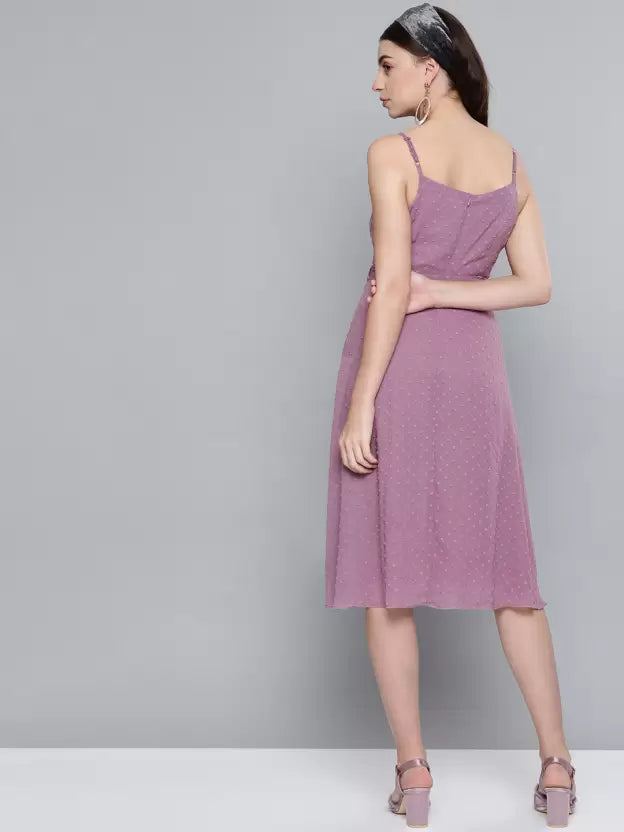 Women Fit and Flare Purple Dress