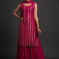 Women Georgette Burgundy Kurta Sharara Set
