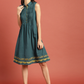 Women A-Line Dress with Pleats & Pockets