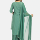 Women Green Embroidered Kurta with Palazzos & Dupatta