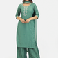 Women Green Embroidered Kurta with Palazzos & Dupatta