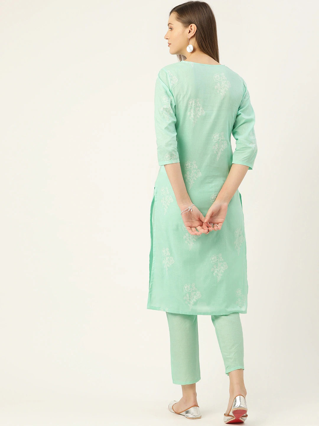 Women Green Ethnic Motifs Printed Cotton Kurta Set
