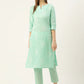 Women Green Ethnic Motifs Printed Cotton Kurta Set