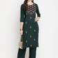 Women Green Embroidered Kurta Set
