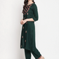 Women Green Embroidered Kurta Set
