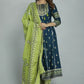 Women Viscose Rayon Green Anarkali  Kurta set