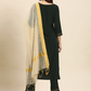 Women Green Kurta with Trousers & Dupatta