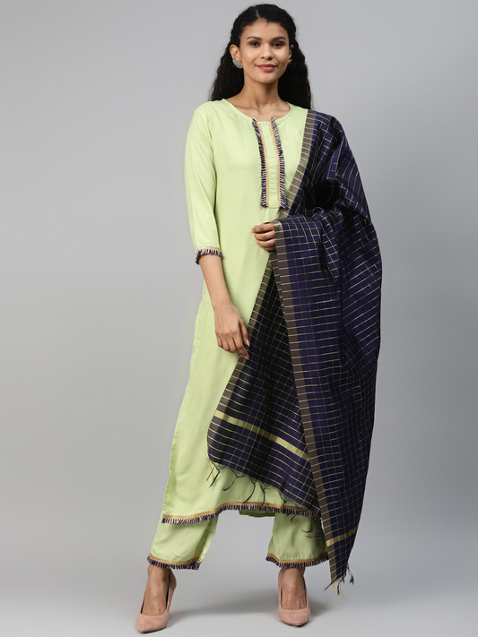 Women Green Solid Kurta Set