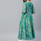 Women Green & Blue A-Line Kurta