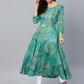 Women Green & Blue A-Line Kurta