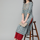 Women Green & Blue Straight Kurta