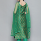Women Green & Gold-Toned Ethnic Kurta Set