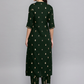 Women Green Block Print Kurta Set