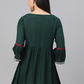 Women Green & Red A-Line Kurti