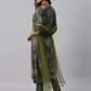 Women Green & Red Ethnic Kurta Top