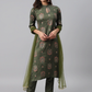 Women Green & Red Ethnic Kurta Top