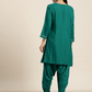 Women Green & White Motifs Embroidered Kurta Set