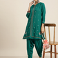 Women Green & White Motifs Embroidered Kurta Set