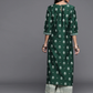Women Green & White Chanderi Silk Kurta